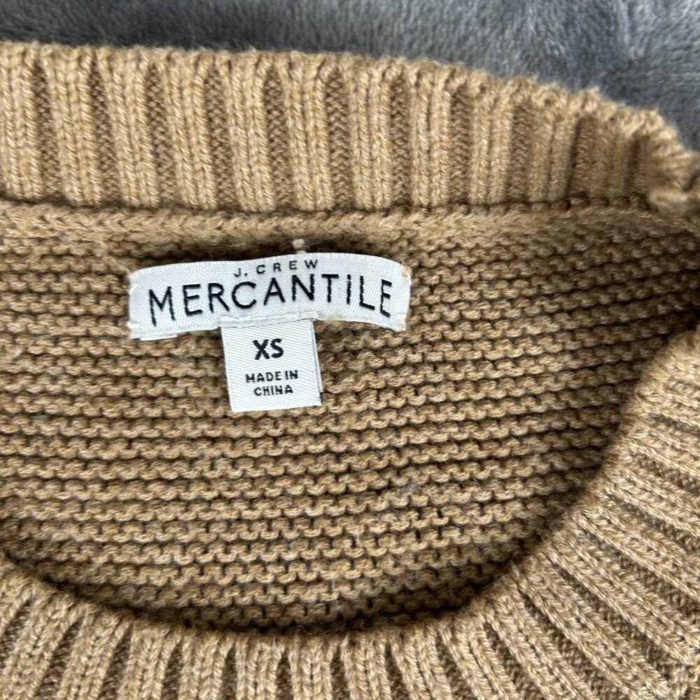 J Crew Cambridge Cable Knit Sweater Womens Size XS Caramel Taupe Wool Blend - Picture 4 of 7
